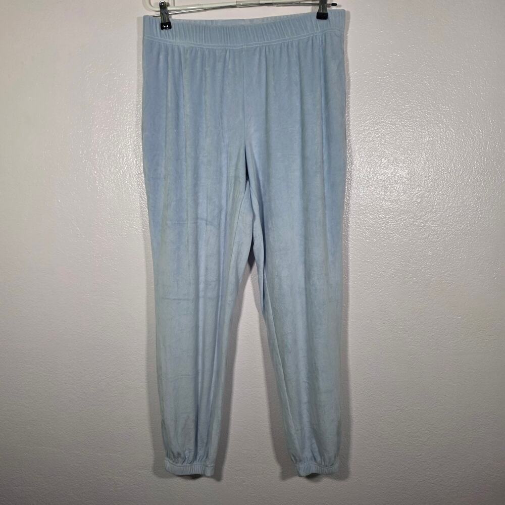 Paris Hilton Y2K Velour Rhinestone Jogger Pants Baby Blue Women’s Size L - Picture 2 of 9